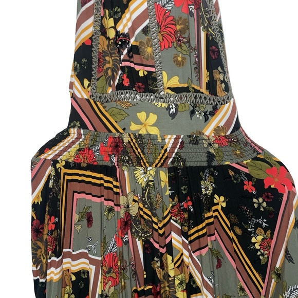 Abel The Label Floral Geometric Print Maxi Halter Top Sleeveless Dress Sz L - Picture 5 of 14